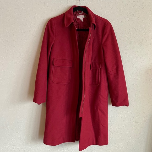 $90 J. CREW LINED WOOL COAT | RED | PETITE MEDIUM - Picture 4 of 12
